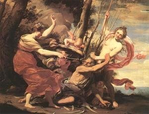 Simon Vouet - Father Time Overcome by Love, Hope and Beauty 1627