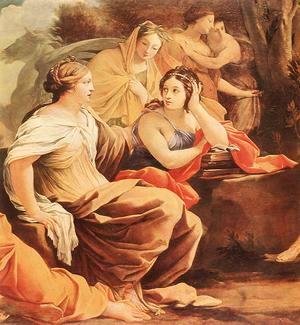Simon Vouet - Parnassus or Apollo and the Muses (detail-2) c. 1640