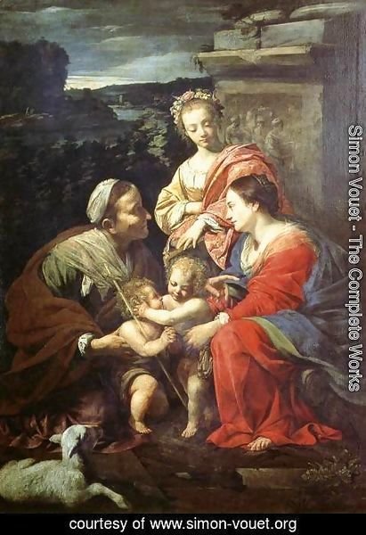 Simon Vouet - The Holy Family with Sts Elizabeth, John the Baptist and Catherine